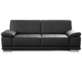 CAVADORE 2,5-Sitzer Sofa Corianne / Kleine Echtleder-Couch im modernen Design / Mit Armteilverstellung / 192 x 80 x 99 / Echtleder schwarz