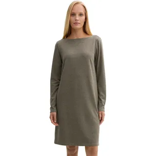 Midikleid TOM TAILOR, Damen, Gr. 40, N-Gr, beige (cargo beige), Web, Obermaterial: 66% Polyester, 32% Viskose, 2% Elasthan, kariert, gerade knielang, U-Boot-Ausschnitt, Kleider Midikleid, mit U-Boot-Ausschnitt