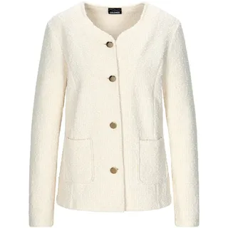 Jackenblazer GOLDNER "Baumwollblazer mit Glanzdetails", Damen, Gr. 50, weiß, Obermaterial: 55% Polyester PES. 45% Baumwolle CO., Blazer Jackenblazer, Passformnähte