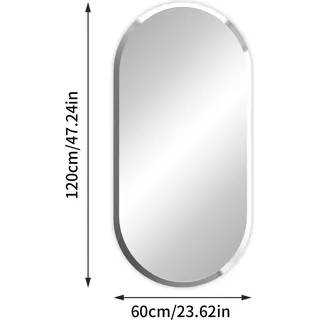 Wandspiegel Badspiegel - Langoval 60x120 cm - Facettenschliff - Rahmenlos - Mit Aufhängung - Grün