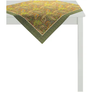 Mitteldecke APELT "2916 Indian Summer" Gr. 2, braun (braun, grün), B:130cm L:130cm, Baumwolle, Tischdecken, Mitteldecke