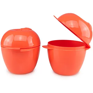 Tupperware To Go Obstbox 2x Apfeldose Dose Behälter Big Apple Apfel Aufbewahrungsbox rosa lachs(incl Kosmetiktasche)