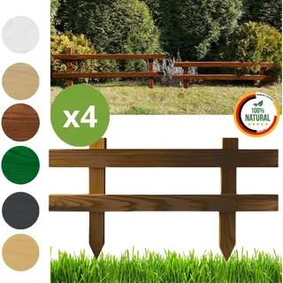 Floranica Gartenzaun 4 stk. 30 cm x 50 cm Braun Steckzaun Zierzaun Friesenzaun zum Stecken Vorgartenzaun - Braun