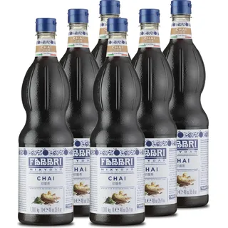 Food-United MIXYBAR-TEE-CHAI-FABBRI Sirup 6x1L PET-Flasche - Sciroppo Di Chai - ohne Aroma- Farb- & Konservierungsmittel geeignet für Eiskaffe Alkohlfreie Cocktails oder für die Bar Hause - Homebar oder auch für Cocktail-Bars Pubs Barista Eiscaf