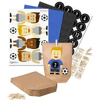 Basteladventskalender Fußballer Trikot blau Hose schwarz Sticker schwarz