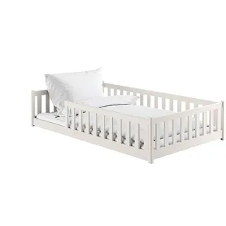 Kids Collective Jugendbett Bodenbett 120 x 200 cm Kiefer massiv beige/weiß