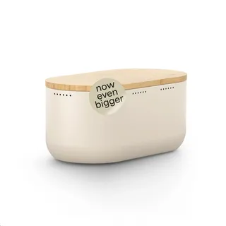 LARS NYSØM Brotkasten aus Metall - Brotkasten mit Schneidebrett - Brotkorb | 34x19,5x13,5cm - Ovale Brotbox mit Deckel aus Bambus - Hält Brot lange frisch - Mit Schneidebrett und rutschfesten Noppen