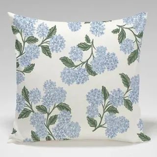 Sommerkissenbezüge 18x18 Zoll, 2 Stück, Türkis Hortensien Blumenversorgung, Vintage Blumenprint, saisonale Sommerdeko Kissenbezüge für draußen, Baumwollkissenbezüge für Sitzmöbel