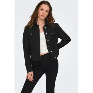 Jeansjacke ONLY "ONLWONDER – Jeansjacke in kurzer Form mit Stretch", Damen, Gr. S, schwarz, Denim/Jeans, Obermaterial: 70% Baumwolle, 21% Polyester, 8% Viskose, 1% Elasthan, unifarben, normal, Jacken Jeansjacke, figurbetont, casual, Denim, Baumwollmischung, Brusttaschen