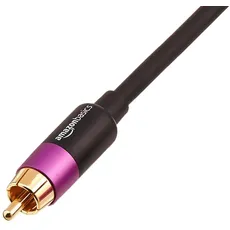 Amazon Basics RCA Audiokabel für Subwoofer, Verstärker, Active Lautsprecher mit vergoldeten Steckern, 1 Stück, schwarz, 2.44 m