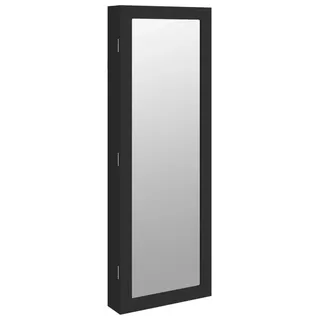 vidaXL Schmuckschrank mit Spiegel Wandmontage Schwarz 37,5x10x106 cm - Schwarz