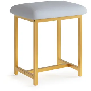 Mondeer Schminkhocker, Makeup Eitelkeit Hocker, Fußhocker Stuhl mit goldene Metallbeine, für Make-up Raum Schlafzimmer Wohnzimmer Eingang Flure, 41 × 31 × 44.5 cm, Grau+Gold