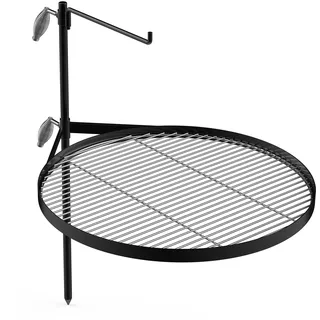 Onlyfire Verstellbarer Schwenkbarer Lagerfeuer Grill, Campinggrill mit 1 Edelstahl Grillrost, 2 Verstellbaren Gefederten Griffen, 1 Hakenhalter, Holzkohlegrill für Outdoor-Camping, Offenem Feuer