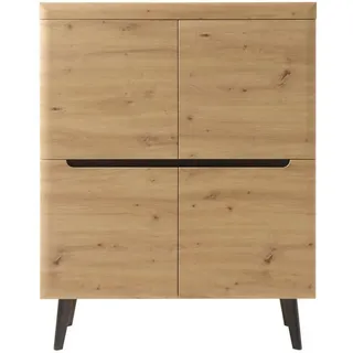 furn.design Highboard 107 x 134 x 40 cm Eiche Artisan / schwarz