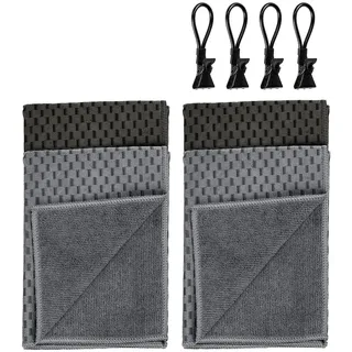 Geschirrtuch WENKO "Modell Miko mit Klemm-Ösen", schwarz (schwarz, grau), B:40cm L:60cm, Polyamid, Polyester, Geschirrtücher, Geschirrtuch, saugstark & schnell trocknend, zum Abtrocknen & Polieren, Metall-Clip