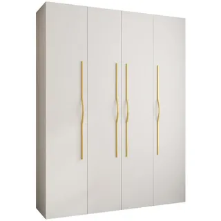 Abiks Möbel Drehtürenschrank 245,5/190/40 4-türig , Weiß, Goldfarben , Holz , Nachbildung , 190x245.5x40 cm , Schlafzimmer, Kleiderschränke, Drehtürenschränke