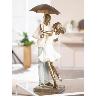 Gilde Skulptur love in the rain Creme/goldfarben,