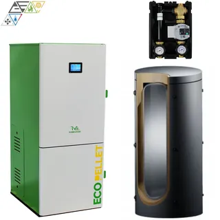 ROBIN WOOD 18 KW Pelletkessel mit PS600 l Pufferspeicher und Rücklaufanhebung