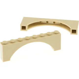 2x Lego Bogenstein 1x8x2 beige eckig Absatz Bogen Brücke 6313660 40296 16577 - Beige