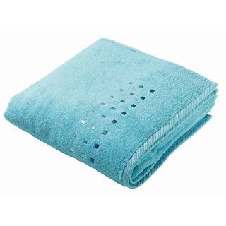 Esposa Duschtuch , Türkis , Textil , Karo , 70x140 cm , Textiles Vertrauen - Oeko-Tex® , Aufhängeschlaufe , Heimtextilien, Badtextilien, Duschtücher