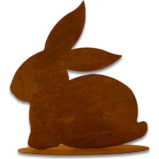 Rostikal® Hasenfigur Rost Deko 23 x 24 cm – Osterdeko für Garten & Balkon, Frühlingsdeko Wohnzimmer – Vintage Deko Osterhase aus Metall, Wetterfeste Gartendeko