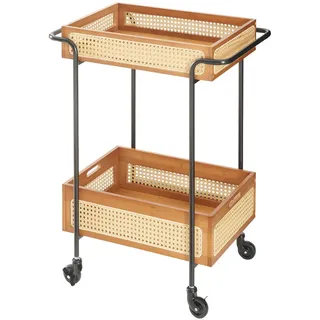[en.casa] Servierwagen Tervola mit 2 Körben Bambus , 61x80.5x39 cm , Esszimmer, Servierwagen