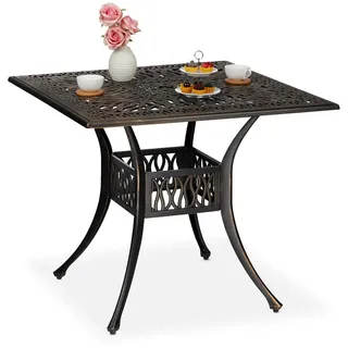 Relaxdays Gartentisch 90 x 90 x 75 cm schwarz/Bronze