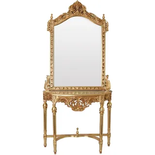Tischkonsole mit Spiegel Konsolenspiegel Flur konsole Spiegelkonsole Gold Tisch