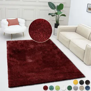 Teppich BRUNO BANANI "Dana Teppich, besonders weich und kuschelig, Kundenliebling" Gr. 4, rot, B:160cm H:30mm L:230cm, Kunstfaser, Teppiche, Teppich, uni, Mikrofaser Teppiche, Wohnzimmer, Schlafzimmer, Esszimmer