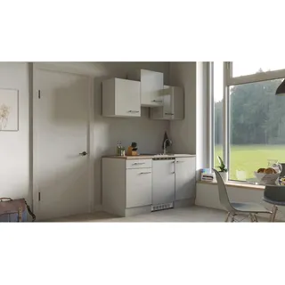 Flex-Well Exclusiv Singleküche Lund 150 cm Lichtgrau glänzend-Rauchgrau