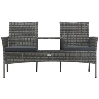 vidaXL 2-Sitzer-Gartensofa mit Teetisch Poly Rattan Anthrazit - Grau