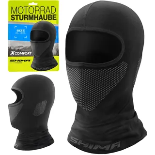 SHIMA X-Comfort Sturmhaube Motorrad Damen Herren Balaclava Sommer Winter Haube Unter Helm Atmungsaktiv Maske Schnelle Trocknung Outdoorsports Unterhelm (Unisex, Schwarz, M-L)