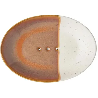 Seifenschale Rustic, oval aus Keramik terrakotta mit Löchern für den Wasserablauf 14 x 9,5 cm