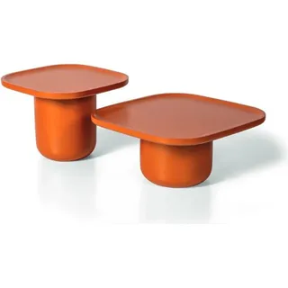 Wohnzimmer 2x Couchtisch Quadratisch Luxus Orange  Design Möbel Tische - Orange