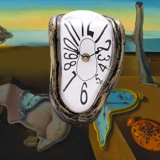 Lafocuse Lautlos Salvador Dali Uhr, Geschmolzene Ohne Tickgeräusche, Tischuhren Modern Schmelzende Uhr Deko für Regale Schreibtisch 18x13x15cm