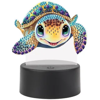 SHEGZHUC Diamond Painting Nachttischlampe Touch Diamond Painting Schildkröte LED Tischlampe Nachtlicht Steckdose USB LED Lampe Mosaik Diamant Malerei Kunst Geschenk Ornamente Tisch Zimmer Dekoration