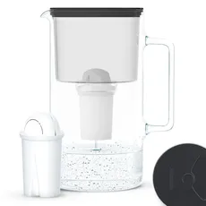 Wessper Wasserfilterkanne Aus Glas 2.5 L Kompatibel Mit Brita Classic-wasserfilterkartuschen | Inklusive 1 Wasserfilter-kartusche, Reduziert Kalk Und Chlor, Schwarz