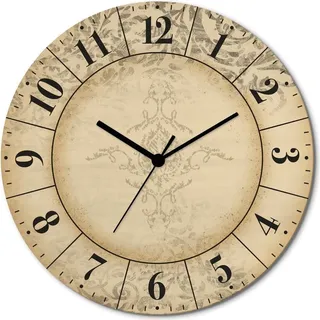 ARTland Holz Wanduhr Funkuhr - schwarzer Zeiger Vintage Zeitflüsterer Größe: 30x30 cm - Creme