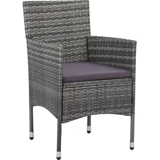 vidaXL Garten-Essstühle 2 Stk. Poly Rattan Grau - Grau