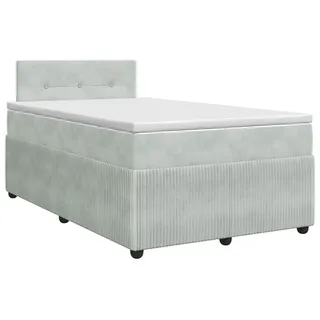 vidaXL Boxspringbett mit Matratze Hellgrau 120 x 190 cm Samt - Hellgrau