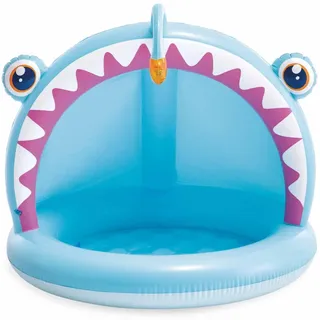 Intex Angler Fish Aufblasbarer Kinderpool, 127 x 102 x 86 cm, mit Sonnenschirm, gepolsterter Boden, 3D-Design, 45 l, für Kinder von 1-3 Jahren, Robustes Vinyl (58400)