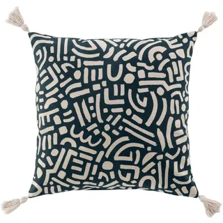 Douceur d ́intérieur Zierkissen Lior 45/45 cm , Schwarz , Naturmaterialen , 45x45 cm , Heimtextilien, Wohntextilien, Kissen, Zierkissen