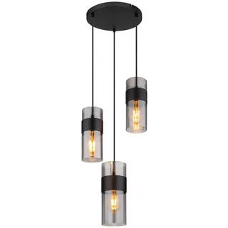 Globo Hängeleuchte , Schwarz , Metall, Glas, Textil , 34x150 cm , Lampen & Leuchten, Leuchtenserien