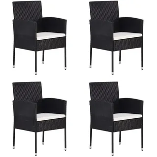 vidaXL Gartenstuhl mit Kissen 54,9 x 68,7 x 48,2 cm cremeweiß schwarz 4 St.