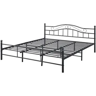 [en.casa] Metallbett Florenz 180x200cm Schwarz , Lattenrost - Schwarz