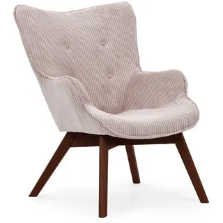 S-Style Möbel Loungesessel Lenari Puderrosa Cordstoff mit Füßen in Braun , Textil , Echtholz,Buche, Birke , 71x96x86 cm , Blauer Engel, FSC Mix, Oeko-Tex®, Hergestellt in Europa , Wohnzimmer, Sessel, Polstersessel