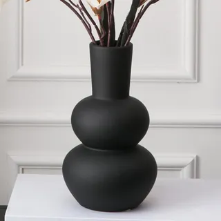 Tenforie Blumenvase aus Keramik für Dekoration, Blumenvase für Heimdekoration, Wohnzimmer, Zuhause, Büro, Tafelaufsatz, Tisch und Hochzeit, schwarz