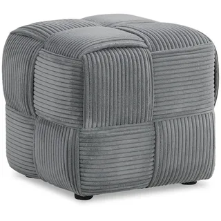 Homestyle4u Sitzhocker Pouf Cord 46 x 41 x 46 cm Grau
