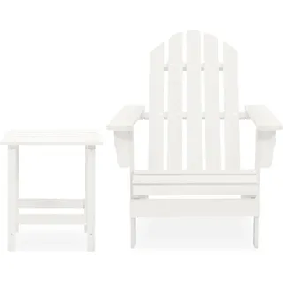 vidaXL Adirondack-Gartenstuhl mit Tisch Massivholz Tanne Weiß - Weiß