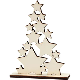 Freistehender Weihnachtsbaum aus Holz, Sternenform, dunkle Kanten, 19 cm hoch, 14,7 cm breit